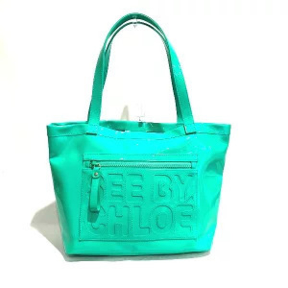 Chloe See by Green Patent Vernis Leather Tote Bag